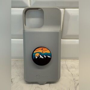 Battery Phone case For iPhone 13pro Max In Gray With Holder Mountain